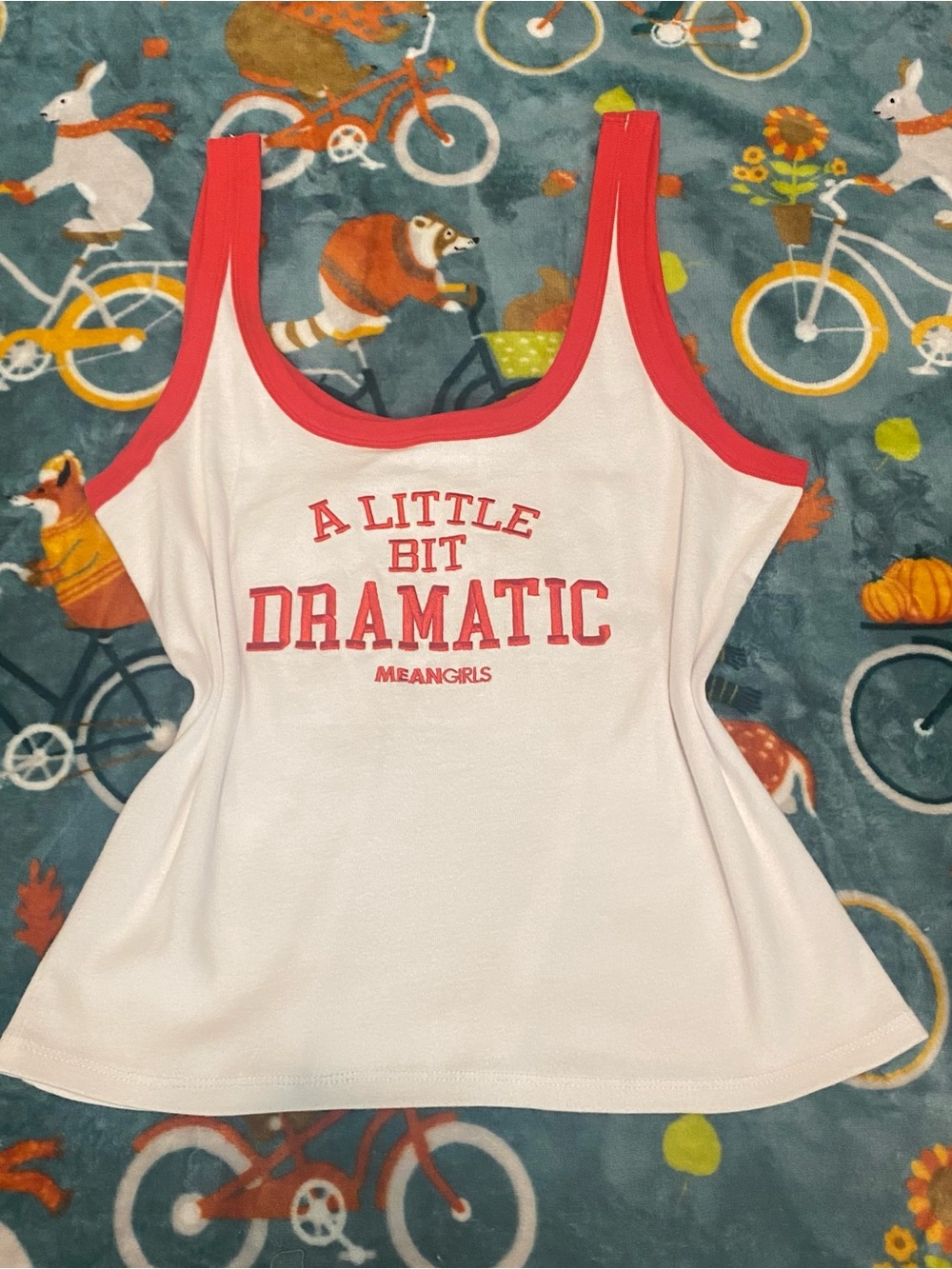 White & Red 'A Little Bit Dramatic' Mean Girls Tank Top